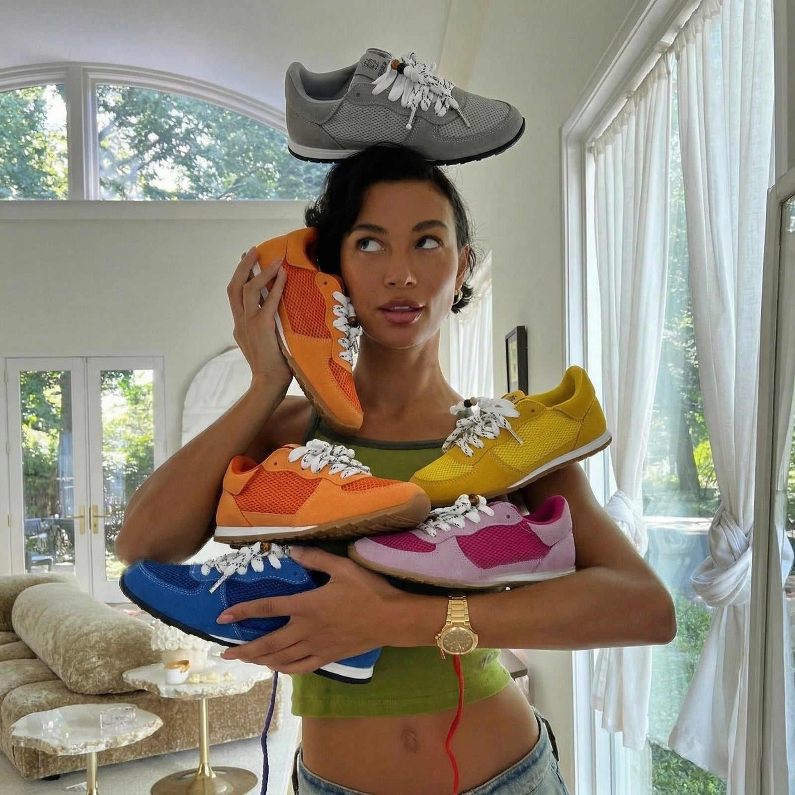 Sneakers donna leggere traspiranti in mesh con lacci trekking LOW Gioselin