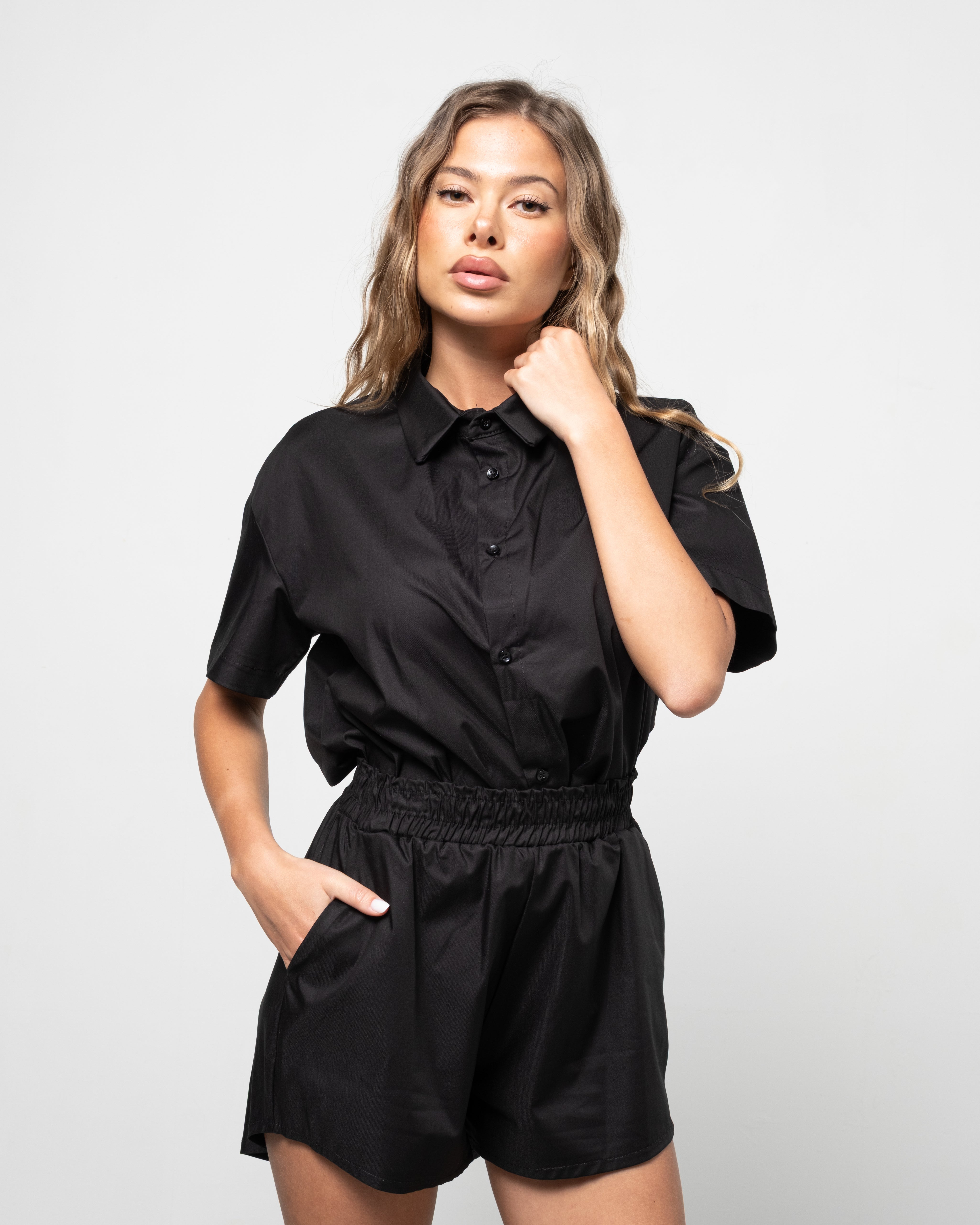 Completo Camicia & Shorts Nero